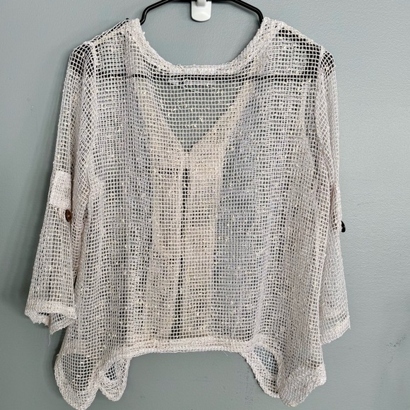 Nina Leonard Cream Knit Cardigan with Button Detail - Picture 5 of 6